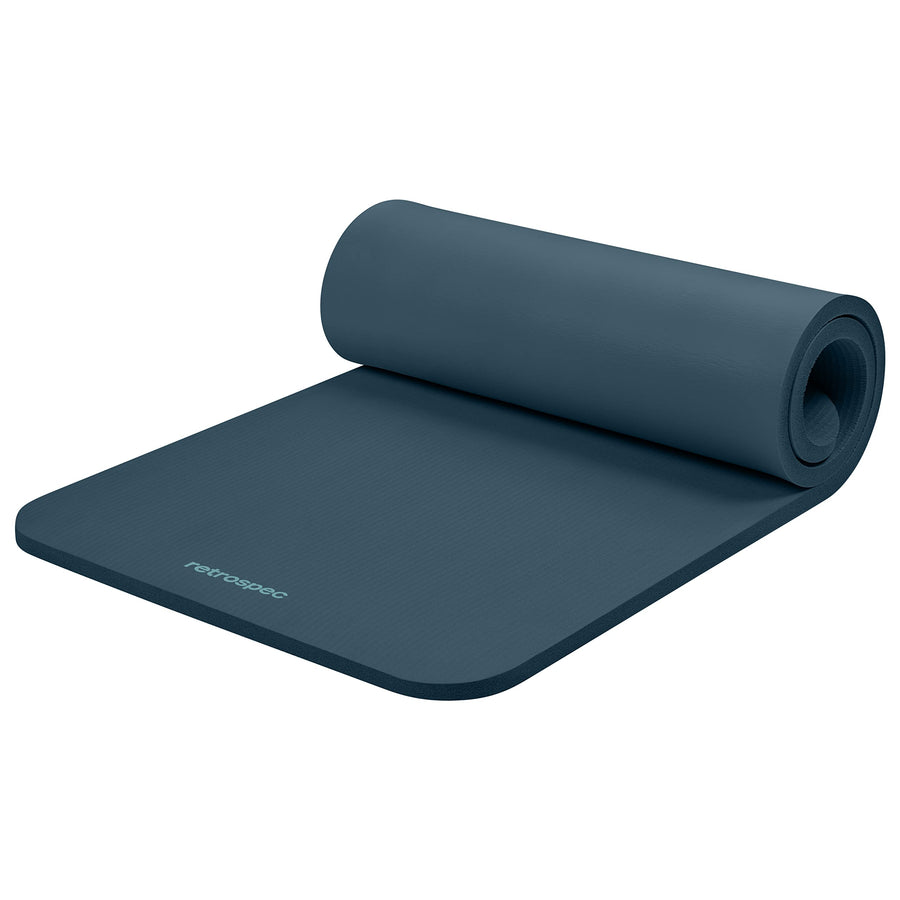 Solana Yoga Mat 1 Thick w/Nylon Strap for Men & Women - Non Slip Exercise Mat for Home Yoga, Pilates, Stretching, Floor & Fitness Workouts - Ocean Blue