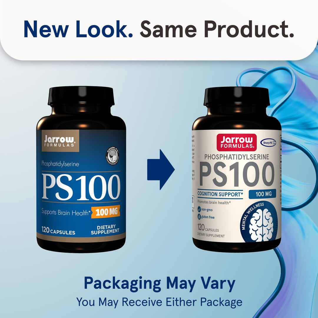 PS100 Phosphatidylserine, 100 mg, Dietary Supplement for Brain Health and Cognition Support, 120 Capsules, Up To a 120 Day Supply
