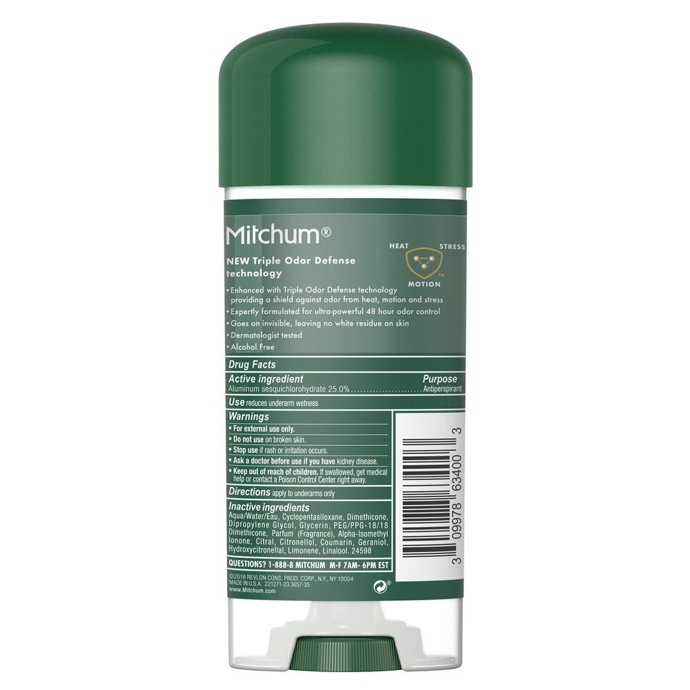 Men's Deodorant , Antiperspirant, Triple Odor Defense Gel Stick, 48 Hr Protection, Dermatologist Tested, Alcohol Free, Mountain Air, 3.4 Oz (Pack of 1)