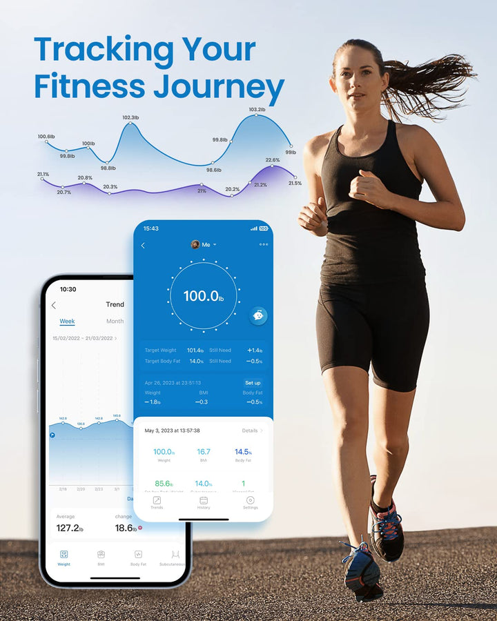 Smart Scale, Digital Bathroom Scale for Weight, Scale with BMI, Body Fat, Muscle Mass, Body Composition Analysis, Highly Accurate Bluetooth Scale with APP, 400lbs, White-Elis 1