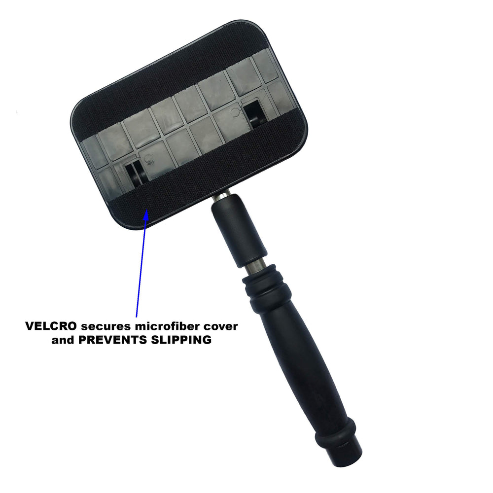 Pivoting Windshield Glass Cleaning Tool Extendable Aluminum Handle w/3 Premium Microfiber Covers