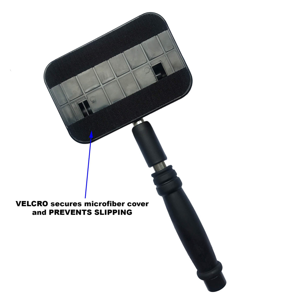 Pivoting Windshield Glass Cleaning Tool Extendable Aluminum Handle w/3 Premium Microfiber Covers