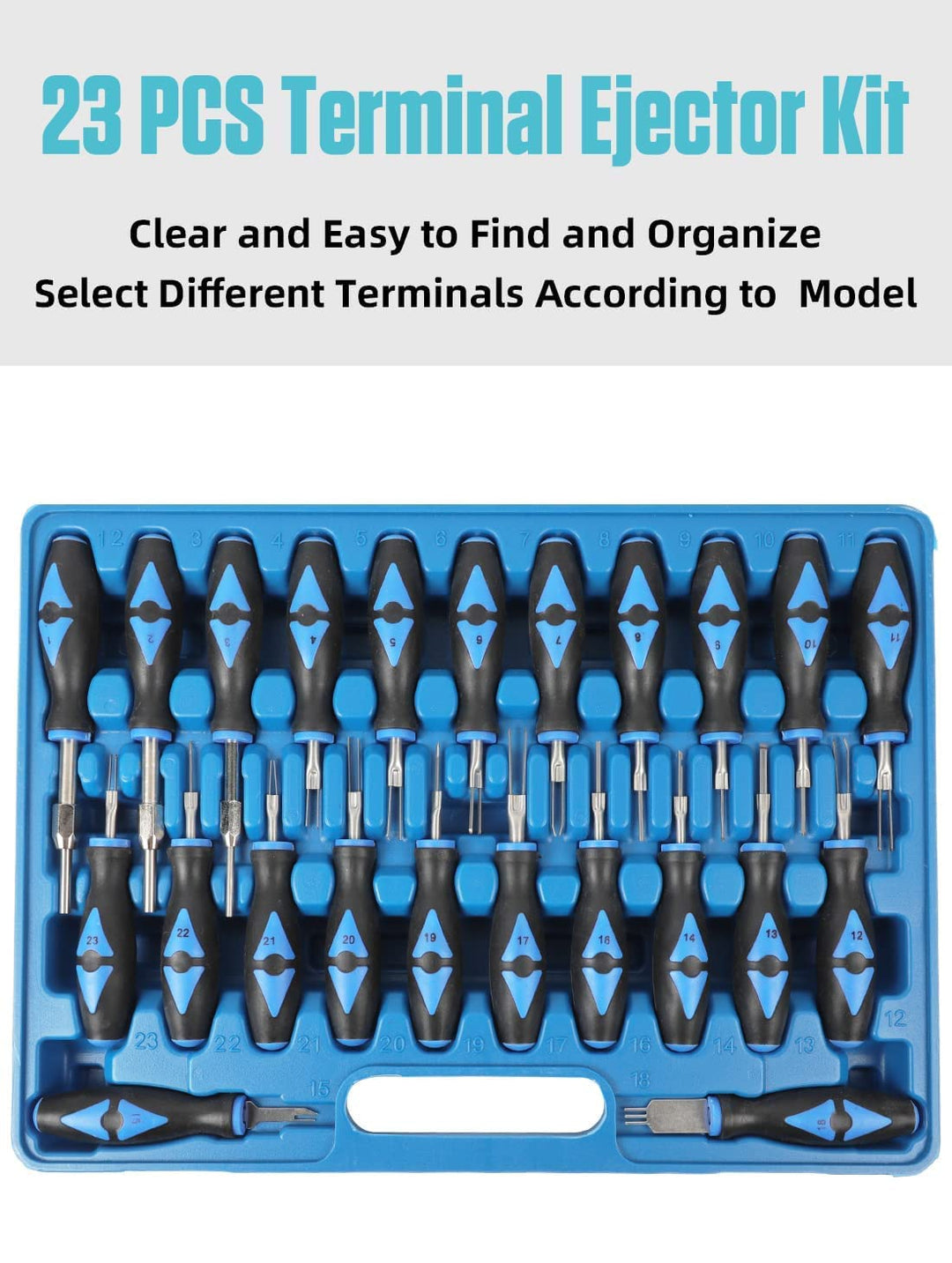 Terminal Removal Tool Kit 23 Pcs, Terminal Ejector Kit with Stainless Steel Tips, Ergonomic Rubber Handle and Carrying Case, Universal Terminal Release Kit Replaces The Proprietary Kit