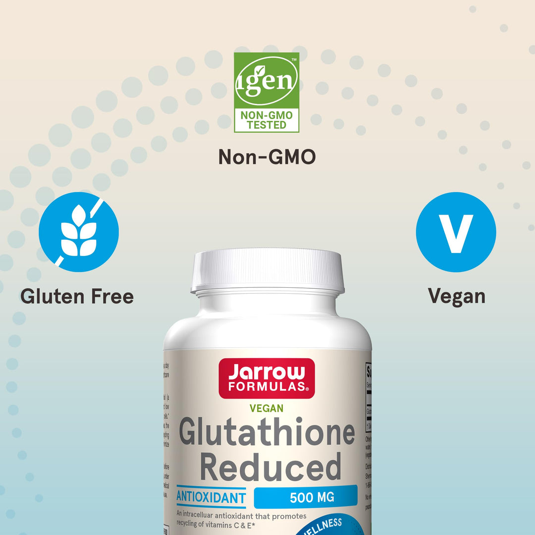 Glutathione Reduced 500 mg - 120 Veggie Capsules - Intracellular Antioxidant - Quality Glutathione Supplements - Supports Recycling of Vitamins C & E - Non-GMO - Gluten Free - Vegan