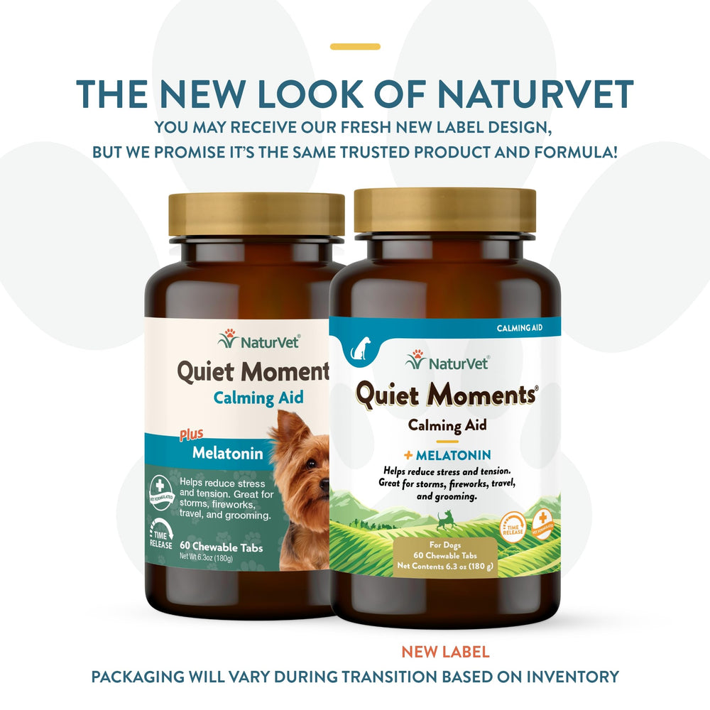 Quiet Moments Calming Aid Dog Supplement, Helps Promote Relaxation, Reduce Stress, Storm Anxiety, Motion Sickness for Dogs (Quiet Moments Melatonin, 60 Soft Chews)