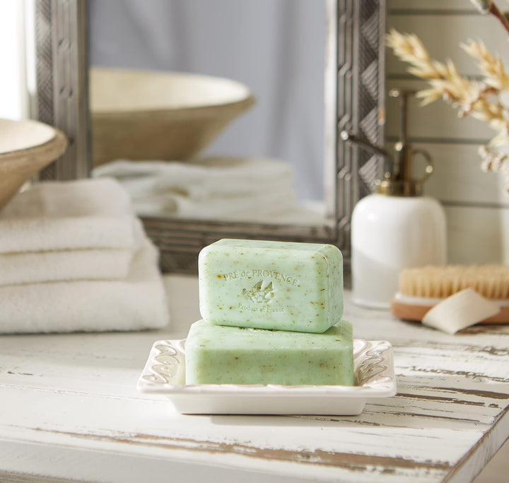 Artisanal Soap Bar, Enriched with Organic Shea Butter, Natural French Skincare, Quad Milled for Rich Smooth Lather, Rosemary Mint, 8.8 Ounce