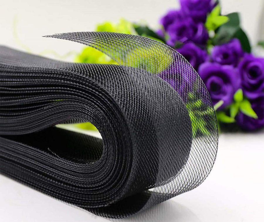 Stiff Horsehair Braid 3 Inch Wide 25 Yards for Polyester Boning Sewing Wedding Dress Dance Gowns Dress Accessories, Black