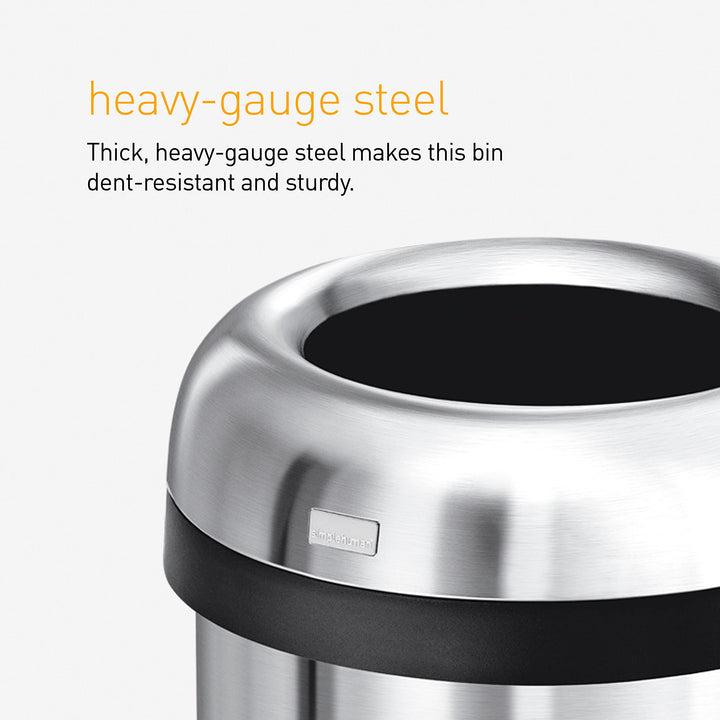Bullet Open Top Trash Can, Commercial Grade, Heavy Gauge Stainless Steel, 60 L / 16 Gal