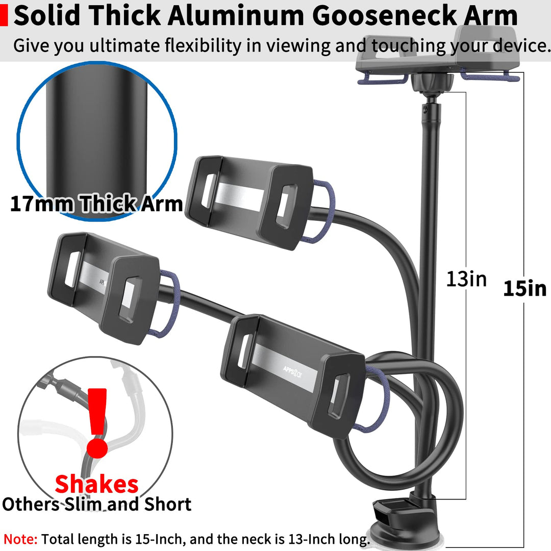 Upgraded Tablet Car Mount for iPad Truck Holder Long Arm Extension Strong Suction Cup Windshield Mount for 7-13 Inch Tablet iPad Pro Air Mini
