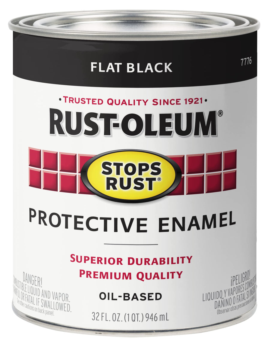 7776502 Protective Enamel Paint Stops Rust, 32-Ounce, Flat Black, 1 Quarts (Pack of 1)