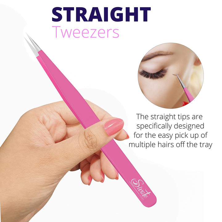Lash Tweezers for Eyelash Extensions for Volume, Isolation & Classic Lashes, 3 Pack, Pink