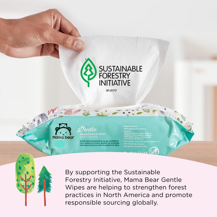 Amazon Brand - Gentle Fragrance-Free Baby Wipes, Hypoallergenic, 800 Count, 100 Count (Pack of 8)