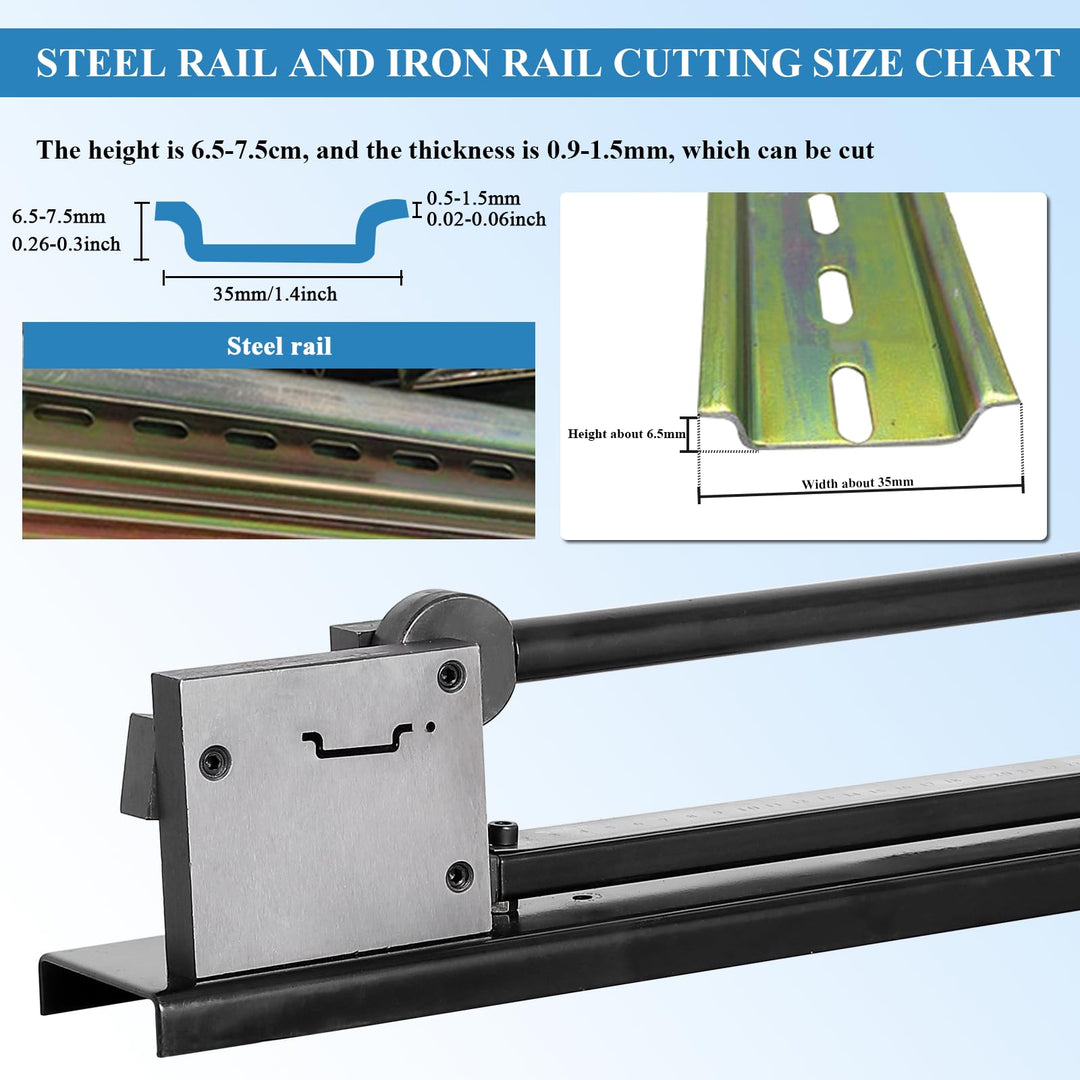 DIN Rail Cutter Steel Rail Cutting Machine Manual Guide Rail Cutter with Measuring Ruler for Cutting Steel Rail C45/DZ47/DC-35/TS35