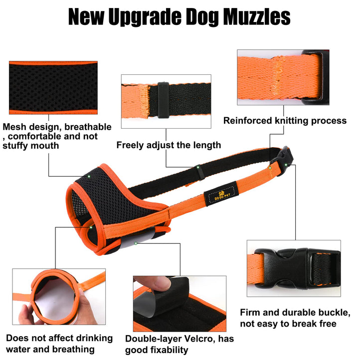 Dog Muzzle Soft Mesh Breathable Muzzle Stop Dog Biting Barking and Chewing, Adjustable Dog Muzzle,Can be Used in Conjunction with Training for Small Medium Large Dogs