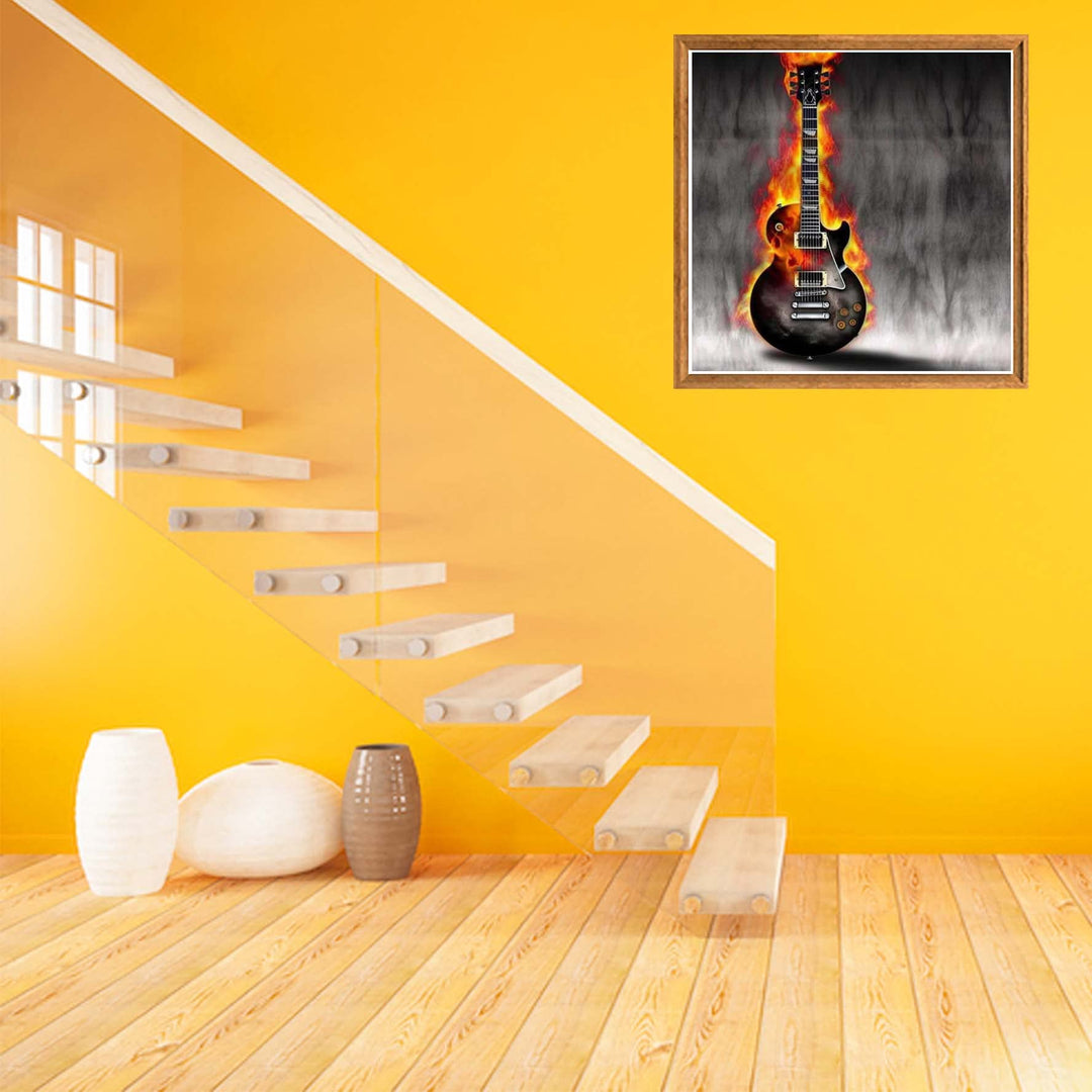 5D Diamond Painting Kits Agni Guitar, Full Drill Musical Instrument DIY Rhinestone Embroidery Set Paint with Diamonds Art by Number Kits Cross Stitch Home Wall Craft Decoration (16x16inch)