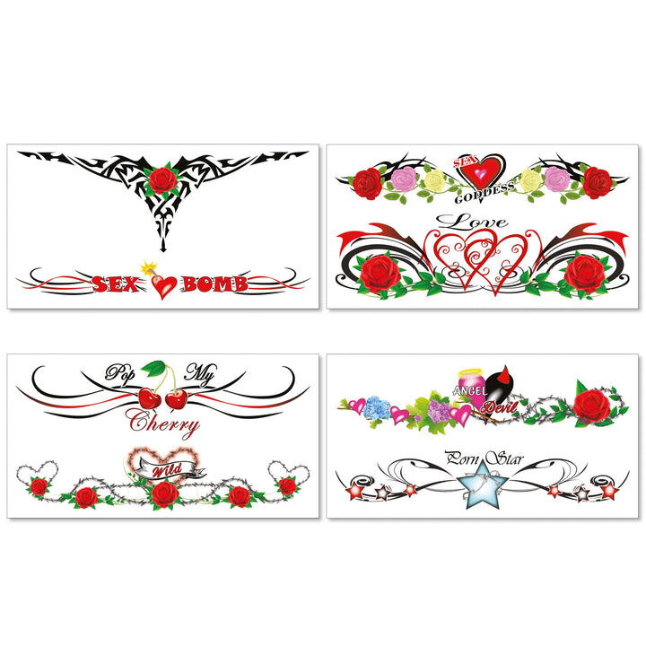 8 Extra Large Sexy Naughty Temporary Tattoos for Women Ladies - Adult Fun for Lower Back Legs Arms Stomach