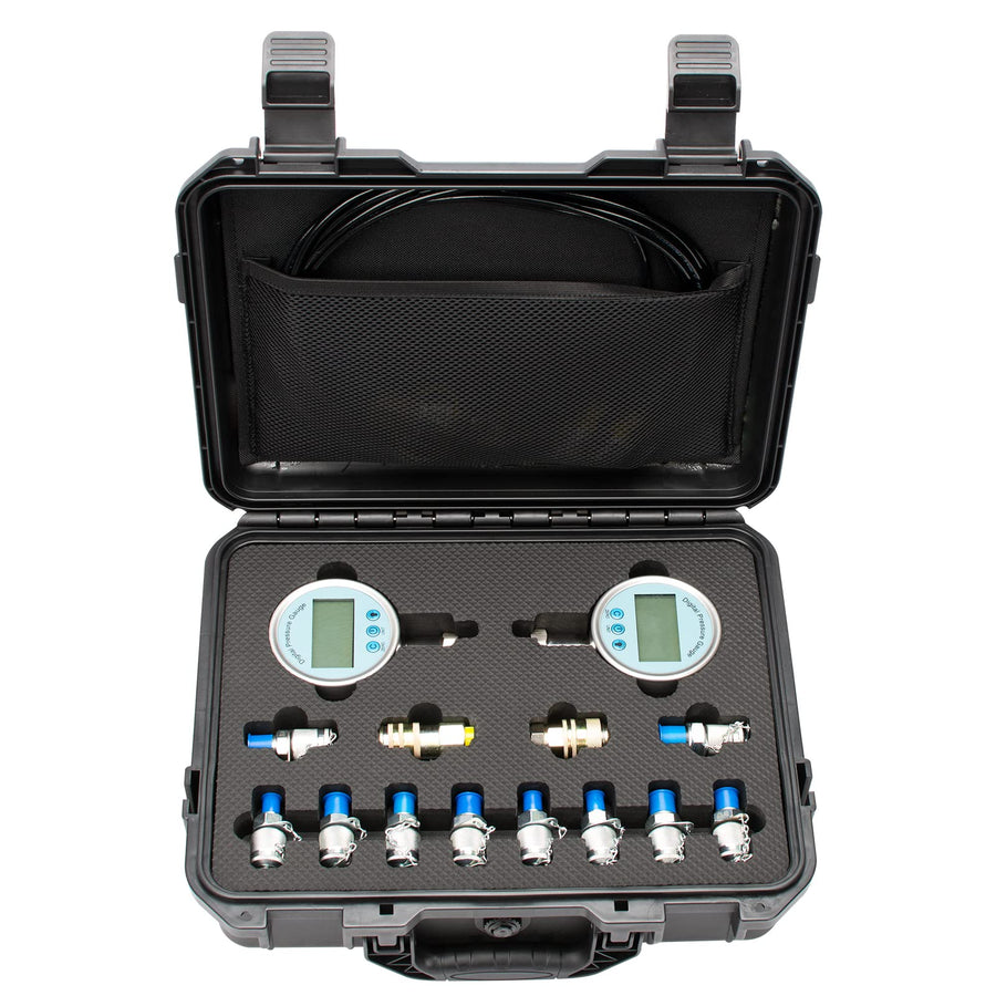 Hydraulic Pressure Test Kit for Excavator, Pressure Gauge Tester Coupling Set with 3 Gauges (3500PSI, 6000PSI, 9000PSI)