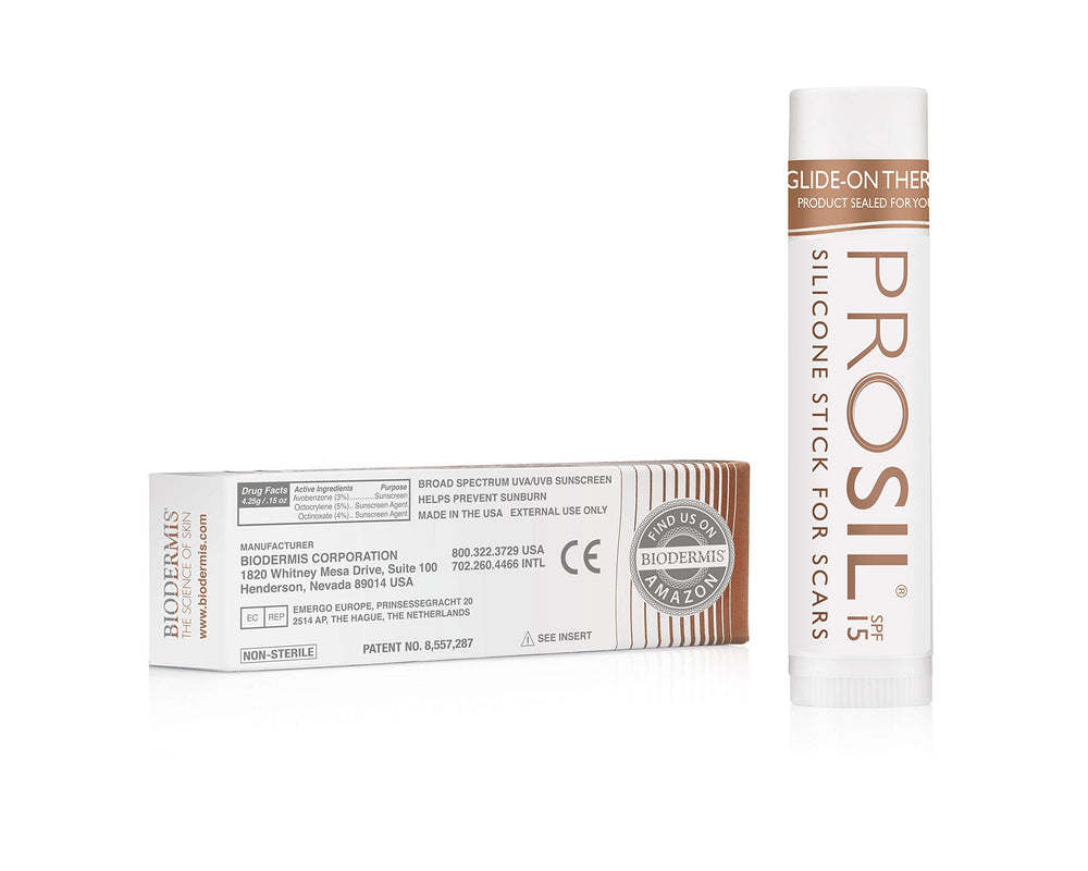 Pro-Sil SPF (Pro-Sil Sport) Patented Silicone Scar Treatment Stick w/Sunscreen (SPF 15) – Clinically Proven to Reduce the Appearance of Old & New Scars – Easy Glide-on Applicator, 4.25g