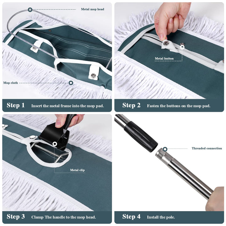 42 Dust Mops for Floor Cleaning,Industrial Dust Mop with 2 Mop Pads,Microfiber Wet Dry Mop,Commercial Dust Mop for Hardwood Floors,Tiles,Marble Floors
