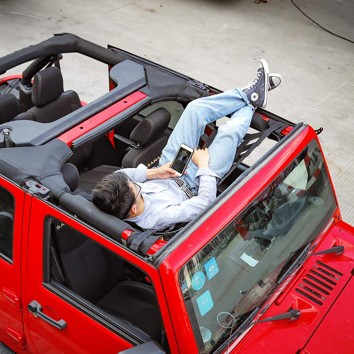 Mesh Cargo Net Roof Top Netting Hammock for 1987-2023 Jeep Wrangler YJ TJ JK JL & Gladiator JT, Black