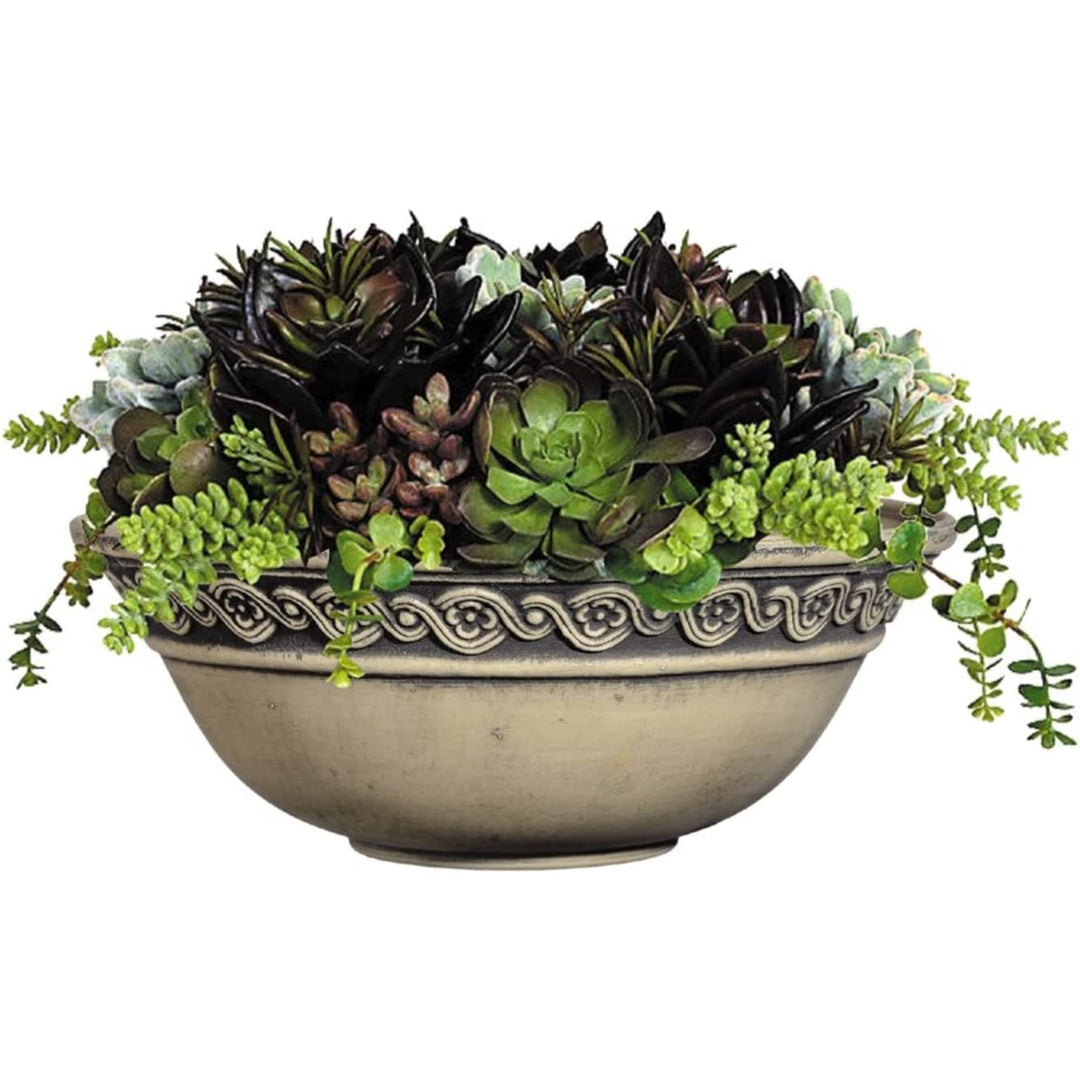 Corinthian Resin Flower Pot Planter Bowl, Gray, 12