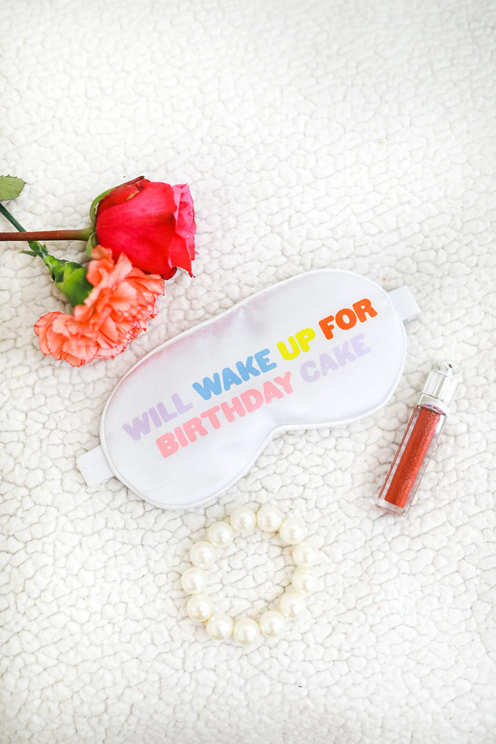 Will Wake Up for Birthday Cake Sleep Mask, Birthday Sleep Accessory, Adjustable Sleep Mask, Giftable Collection, Blindfold