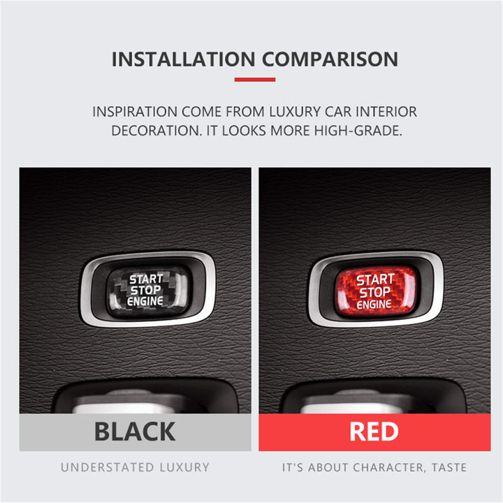 Black Ignition Starter Switch Sticker for Volvo S60 S60L S80L V40 V60 XC60 Start Stop Engine Button Cover Genuine Carbon Fiber Material