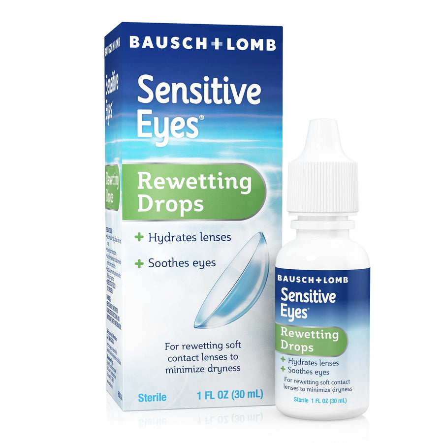 Bausch & Lomb Sensitive Eyes Contact Lens Solution, for Rewetting Soft Contact Lenses, 1 Fl Oz