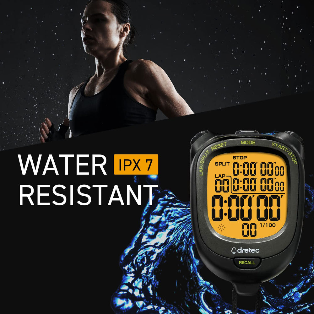 Digital Stopwatch Waterproof Alarm Calender for Swimming Running Training Kids Coaches Black