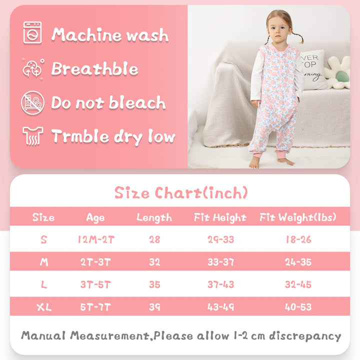 Toddler Sleep Sack, Sleep Sack 2t-3t, Sleep Sack Baby Wearable Blanket, Sleeping Bag Toddler Baby Sleep Sacks with Feet, Sleeveless Soft Toddler Sleeping Sack Rose