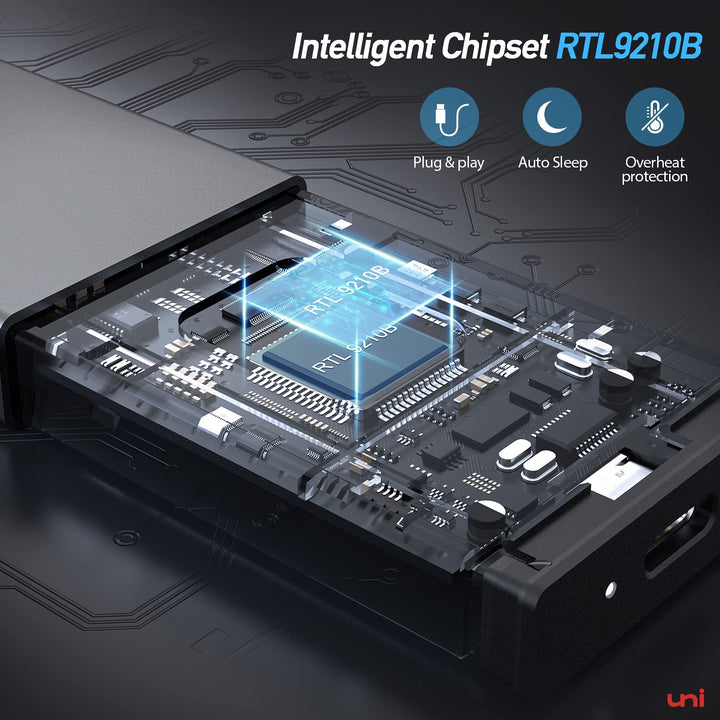 NVME SSD Enclosure, Tool-Free 10Gbps M.2 SSD Enclosure, USB C (Thunderbolt3 Compatible) NVME & SATA External SSD Reader Adapter with RTL9210B Chipset Support UASP for SSD Size 2280/2260/2242