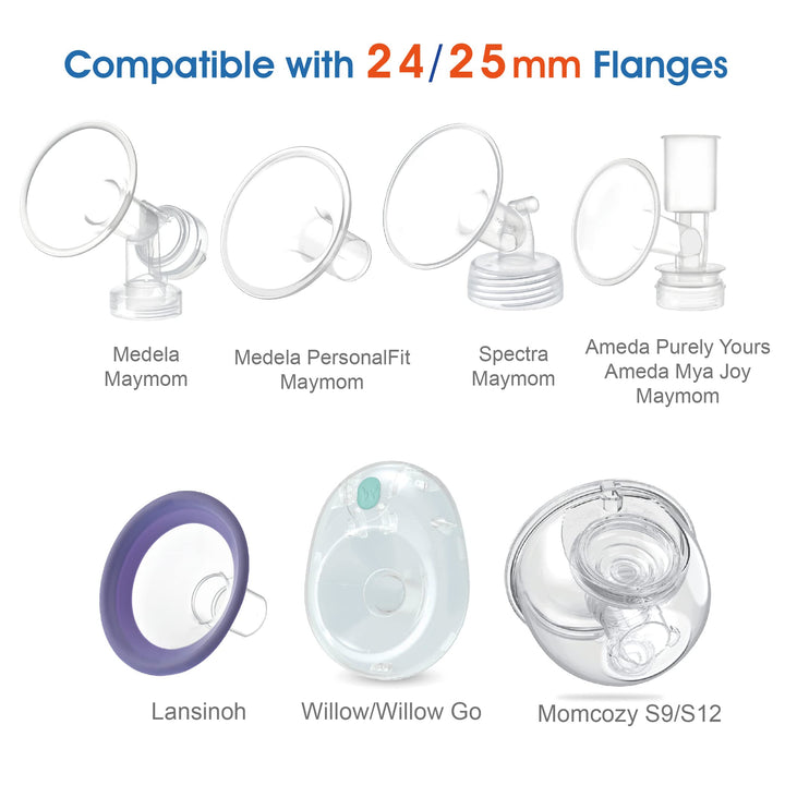 Flange Insert 10 mm Compatible with Medela and Spectra 24 mm Shields/Flanges. Use with Medela Freestyle and Momocozy S9/S11/S12 to Reduce Nipple Tunnel Down to 10 mm; Fit Momcozy 24 mm Cup.