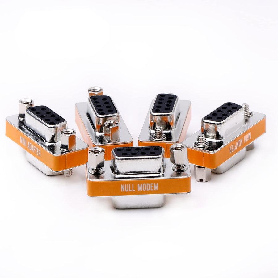 DB9 Null Modem Female to Female Slimline Data Transfer Serial Port Adapter 5 Pack