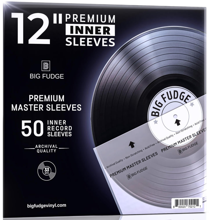 50x Premium Vinyl Record Inner Sleeves - Clear 3-Ply Album Covers with Anti-Static Rice Paper - Master Vinyl Record Sleeves - Acid Free Protective Cover for 12 Records