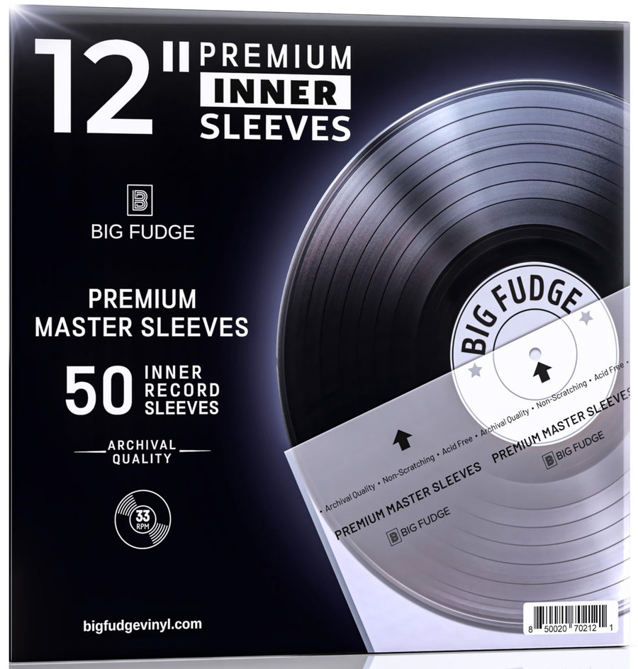 50x Premium Vinyl Record Inner Sleeves - Clear 3-Ply Album Covers with Anti-Static Rice Paper - Master Vinyl Record Sleeves - Acid Free Protective Cover for 12 Records