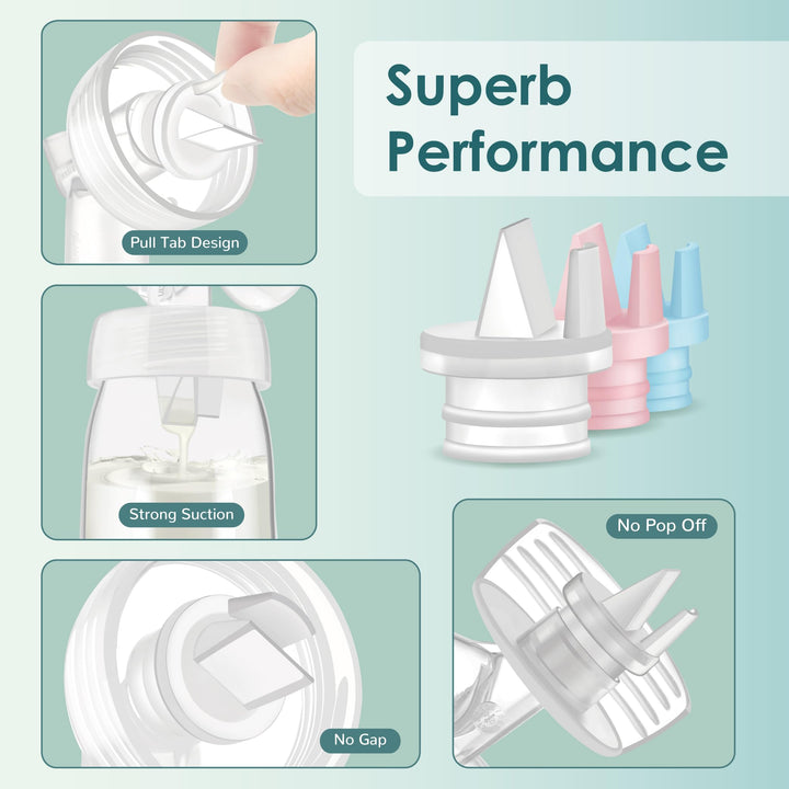 2nd Generation Pump Valves with Pull Tab for Spectra S1, S2 and 9 Pumps and Compatible with Avent Comfort Electric Breast Pump; (4 pc)