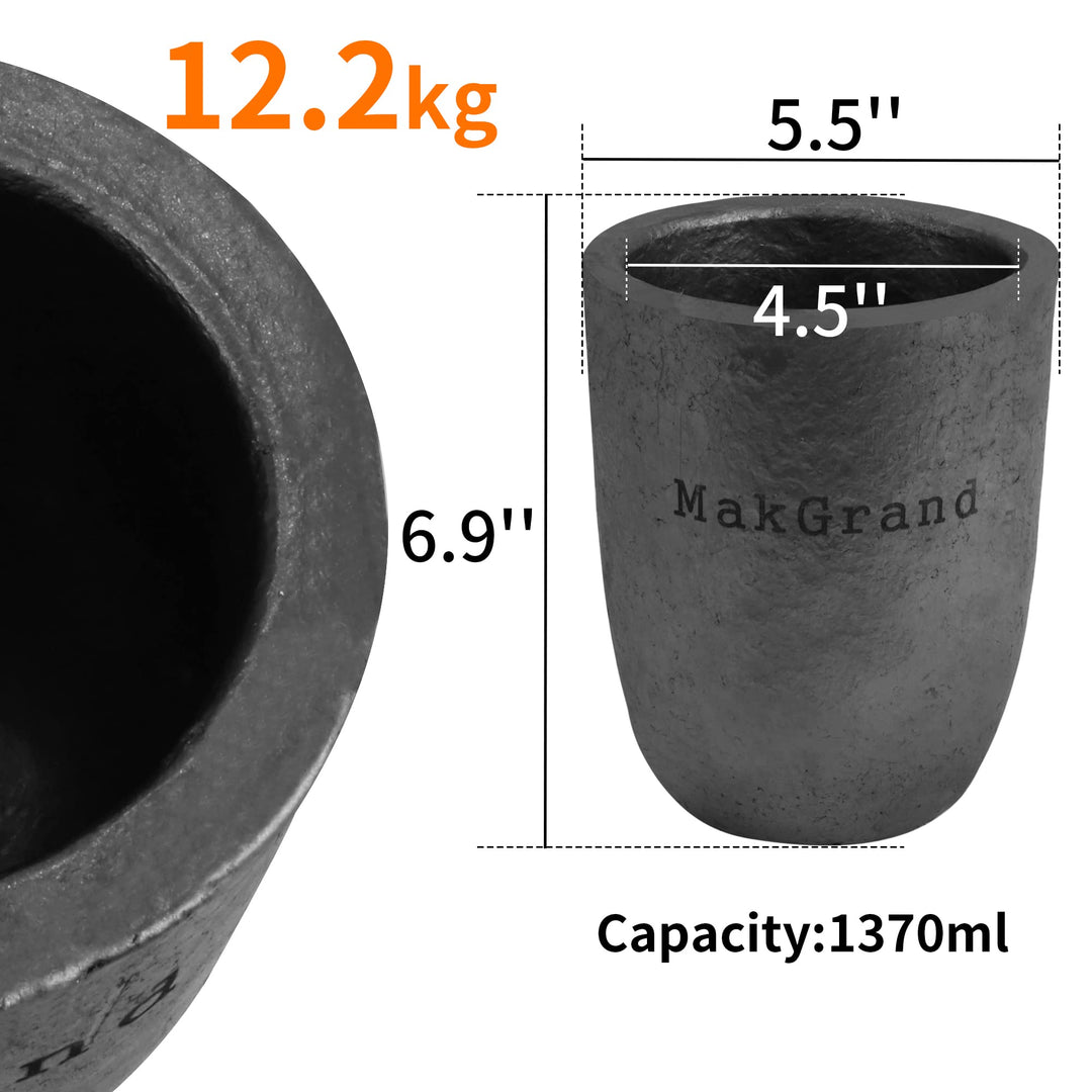 12.2KG Clay Graphite Crucibles, Melting Casting Metal, Withstand The High Temperature 1800(3272°F), Refining Aluminum Gold Silver Copper Glass, Casting Tools (12.2kg)