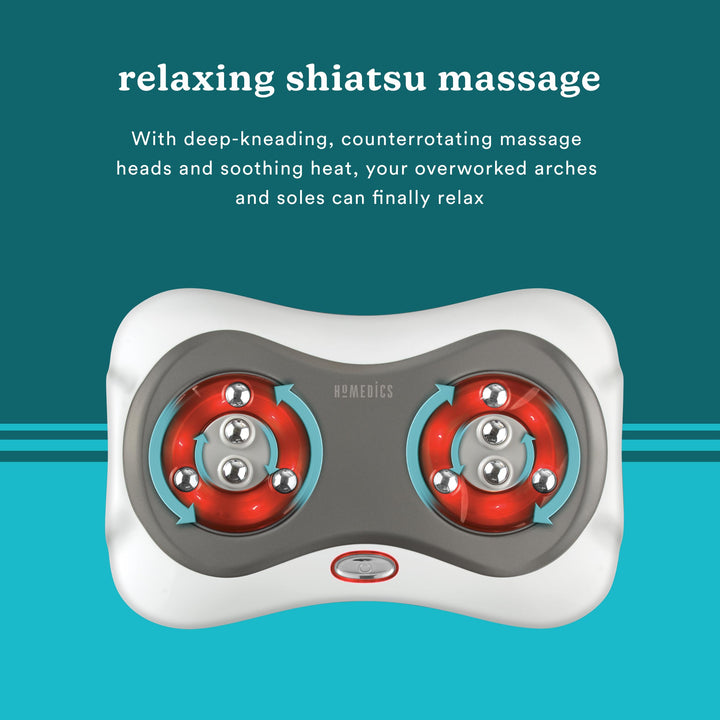 HoMedics Deluxe Shiatsu Foot Massager with Heat – Therapeutic Kneading & Rolling Foot Massager Machine, 4 Rotational Heads with 10 Massage Nodes, Toe-Touch Control