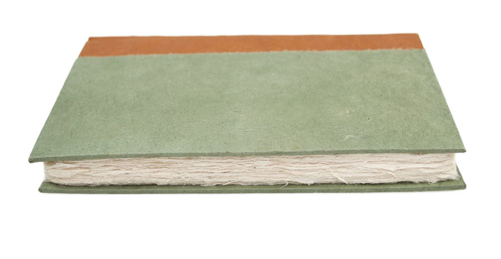 Nepali Namaste Writing & Prayer Journal with Handmade Vintage Lokta Paper & Vegetable-Dyed Hardcover, Made in the Himalayas of Nepal, 6x9 inches, Sage