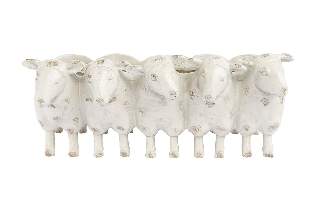 Farmhouse Resin Sheep Planter, White, EC0260
