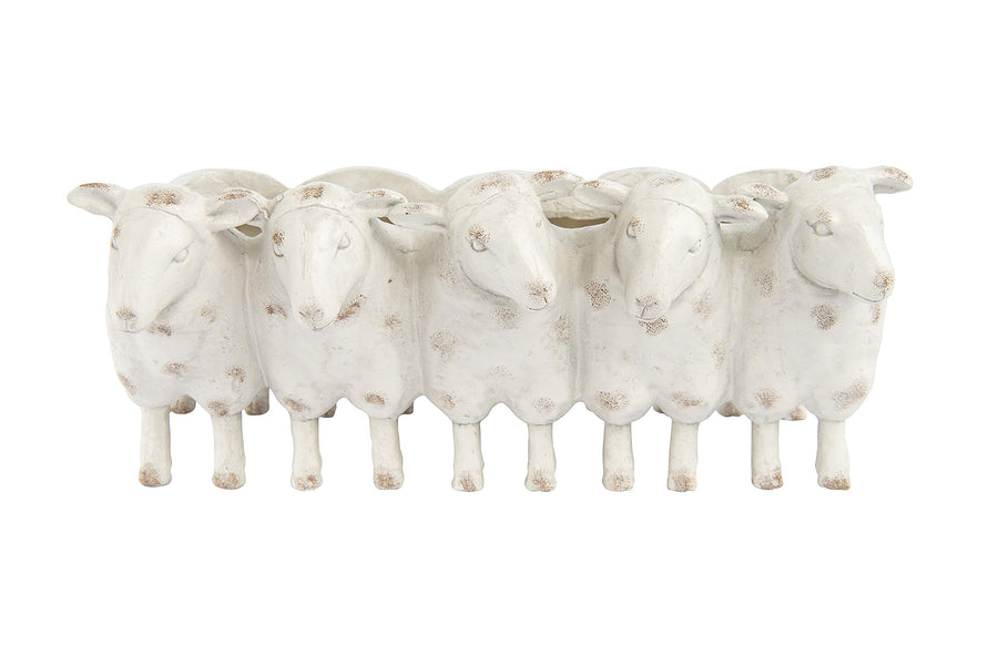 Farmhouse Resin Sheep Planter, White, EC0260
