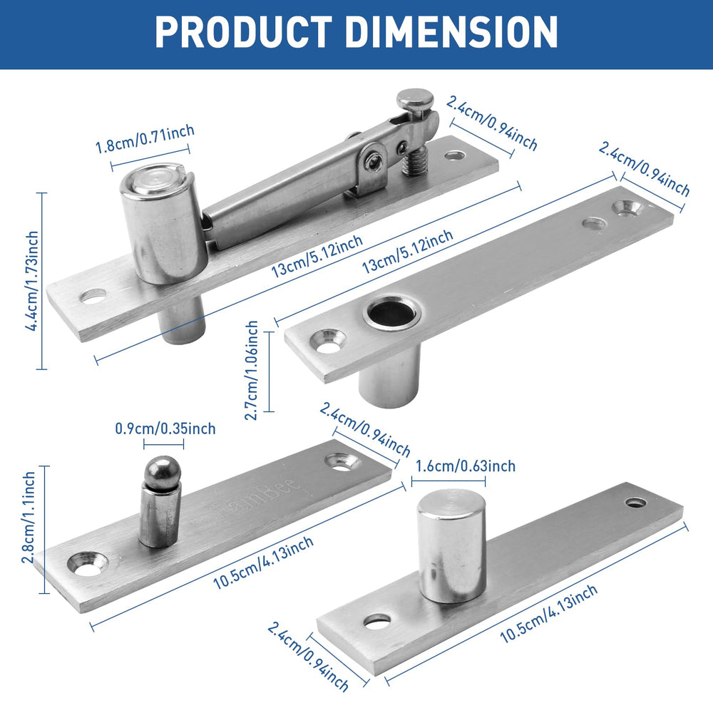 Door Pivot Hinges Heavy Duty Hinges for Wood Doors 360 Degree Shaft Stainless Steel Pivot Hinge System