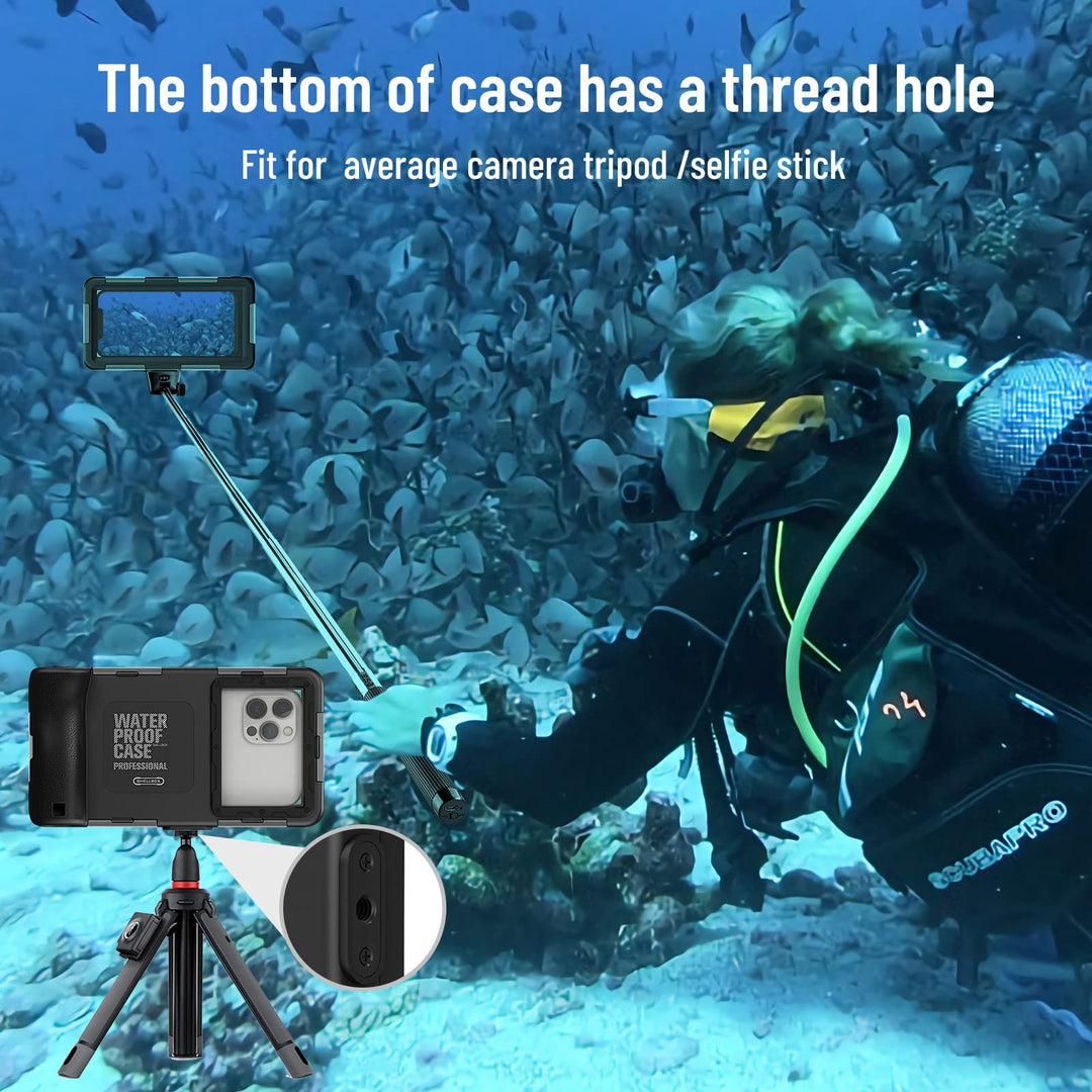 Diving Underwater Phone Case Comp iPhone 16/15/14/13/12/11 Pro Max Mini Xr/X/Xs,Samsung Galaxy S24/S23/S22/ S21/s20/s10 Ultra Plus Professional Cell Phone Waterproof Case (Black)