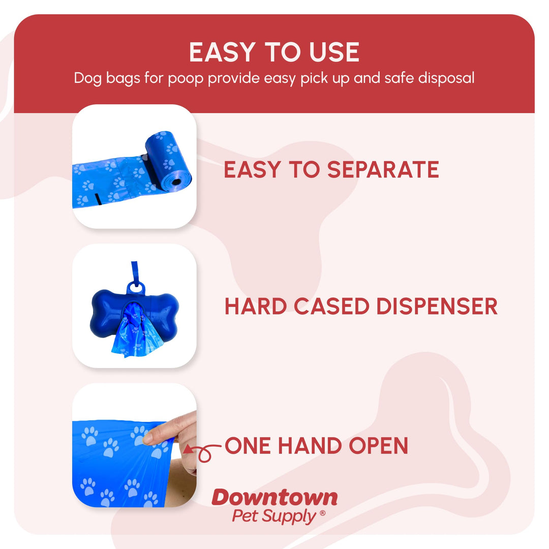 Poop Bags for Dogs with Dispenser, 180 Count - Leak-Proof Dog Waste Bags and Bone-Shaped Dog Poop Bags Holder for Leash - Rainbow with Paw Prints, 12.5 x 8.5