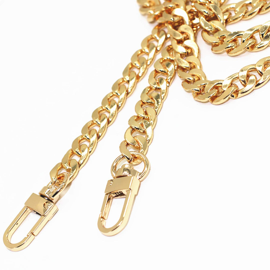 DIY Iron Flat Chain Strap Handbag Chains Purse Chain Straps Shoulder Cross Body Replacement Straps with Metal Buckles (47, Gold)