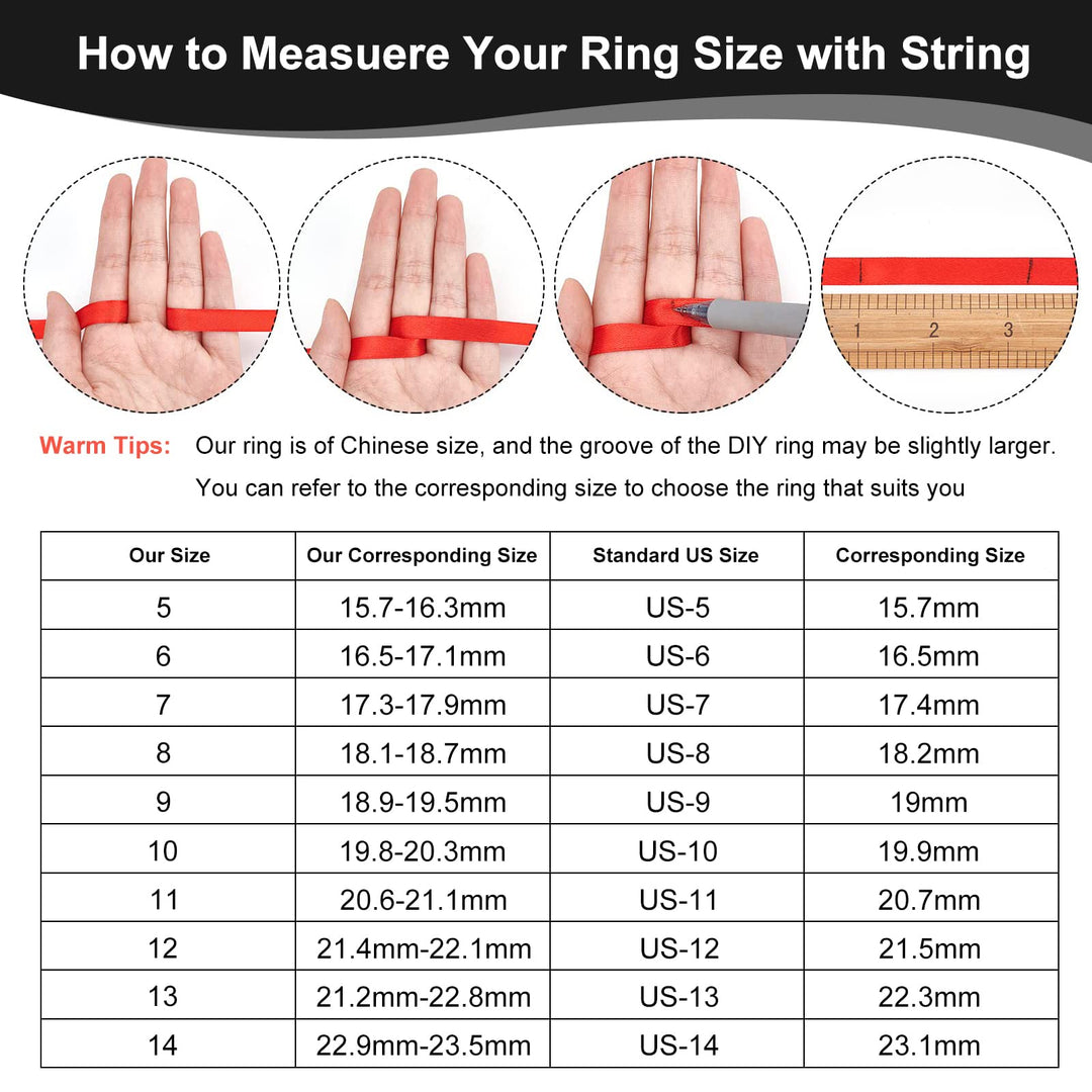 24pcs 6 Sizes Stainless Steel Blank Core Ring Settings 6 Sizes Finger Ring Blanks for Inlay Comfort Grooved Finger Ring Round Empty Ring for Jewelry Making