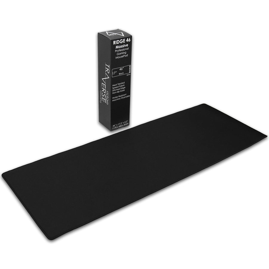 Gaming Mouse Pad (5mm) Massive 46 inch | 46x17.3x0.20 Extra Thick | Black | Stitched Edge, Large Washable Desk Mat