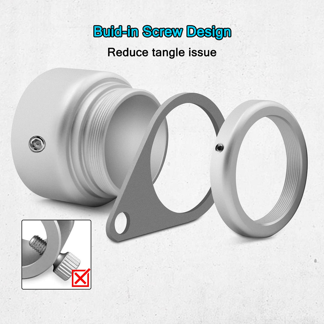 Flag Pole Rings, Aluminum Alloy Flagpole Rings 360° Rotating Anti Wrap Mounting Ring, Spinning Clips with Carabiner for 0.75-1.02 Inch Diameter- Pack of 2 (Matte Silver)