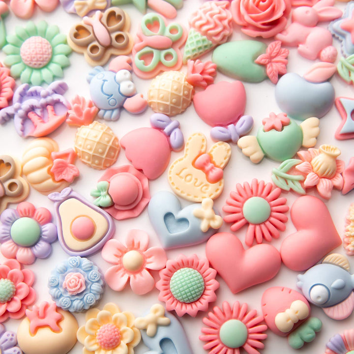Slime Charms Cartoons Flowers Cute Set - Mixed Lot Assorted Cartoons Flowers Resin Flatback Cute Sets for DIY Crafts Making,Decorations,Scrapbooking,Embellishments,Hair Clip 25pcs