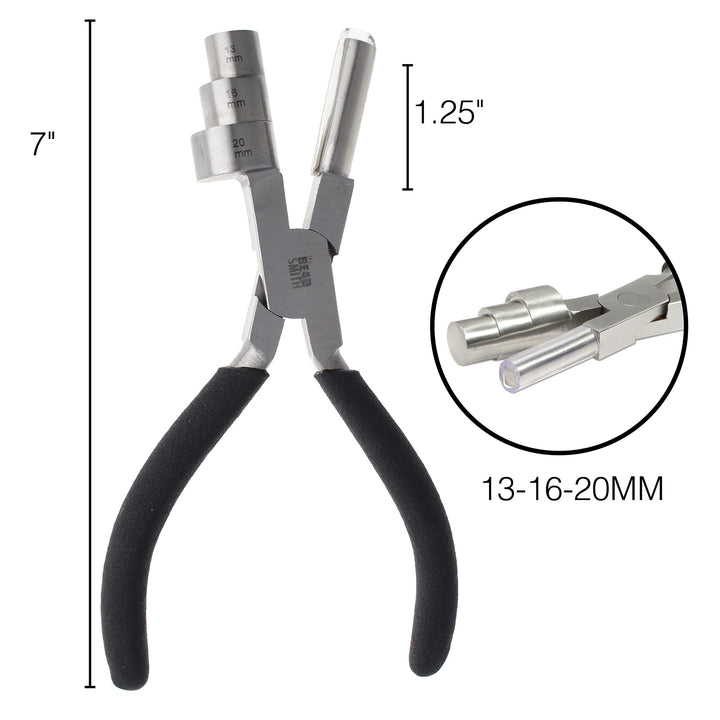 Big Wrapper Pliers – Multi-Step Wrapping Tool –13, 16 & 20mm barrels - 7 Inches Long, 1.25” Stainless Steel Jaws, Cushioned Grips – Use to Shape Rings and Make Consistent Sized Loops …
